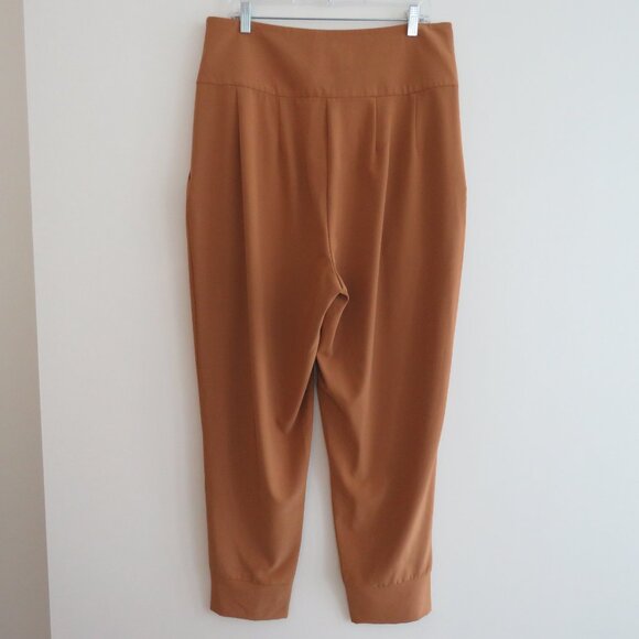 THE KEMIST Tan Multi Pleat Front Baggy High Rise Tapered Pants UK 18 US 14 - Picture 9 of 15